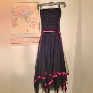 Small B Darlin black dress with burgandy trim